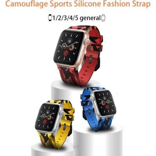 AKGLEADER For Apple Watch Series 5 4 44mm 42mm Sport Camouflage Solicone Watch Band Strap 3 2 1 iwatch 40mm 38mm Watchbands