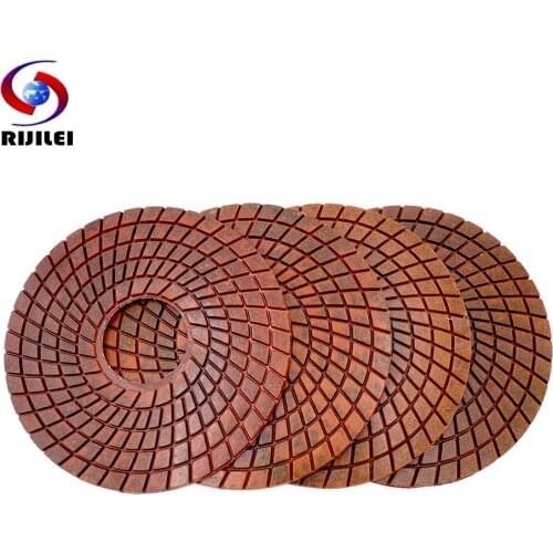 RIJILEI 4PCS Longer Life 6Inch Diamond Copper Polishing Pad for Wet Polishing And Grinding Concrete Floor Marble Granite Stone