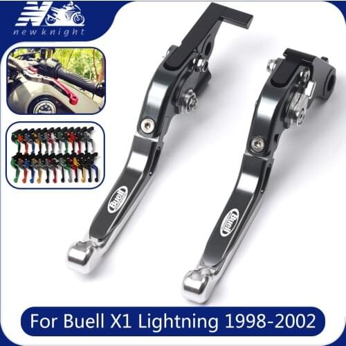With Logo 20 Colors For Buell X1 Lightning 1998-2002 Motorcycle CNC Aluminum Folding Extendable Brake Clutch Levers Accessories