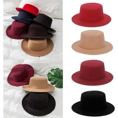 Fashion Casual Adult Unisex Autumn Winter Solid Wide Brim Felt Floppy Panama Hat Free shipping Vintage Church Fedora Cap