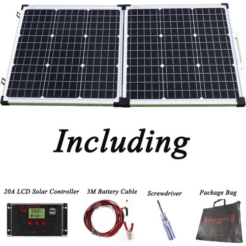 Foldable Solar Panel 100W(2pcs 50w) Rigid Frame Solar Panel,12V Batterry Charge For Home System Caravan Travel Camping