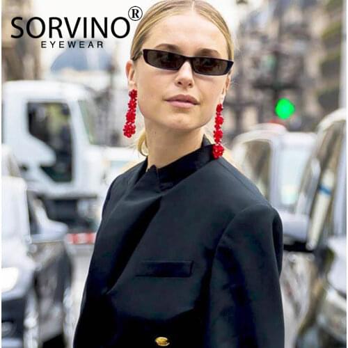 SORVINO Small Narrow Rectangle Sunglasses Men Women 2020 Brand Designer Black Red Purple Tiny Sun Glasses Shades Oculos SVN58
