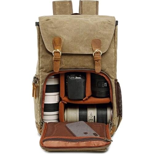 E2790 Photography Bag Waterproof Canvas Men Women Shoulder Bag Camera Backpack for Canon DSLR SLR Digital
