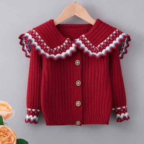 Girls Sweaters Cardigan 2021 Autumn Winter New Fashion Long-sleeved Sweaters Top Fall Sweaters Toddler Sweater Kids Sweaters