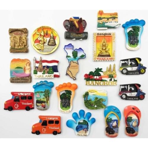 Thailand Tourist Souvenir Creative Footprint Pattaya Phuket Beach Bangkok Stamps Flip Flop Koh Chan Fridge Magnet Country Decor