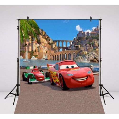 5ftx7ft Vinyl Photography Backdrop Red Car Cartoon Photo Background for Boys Photographic Background Birthday Party Props