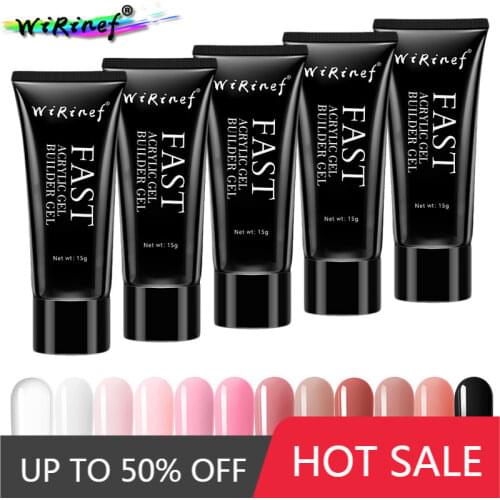 WiRinef Acrylic Poly Extension Nail Gel15ml UV Fast Builder Gel Transparent Clear Colorful Extension Nail Gel Polish
