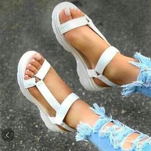 2021 Women Ladies Women Fish Mouth Non-slip Platform Slope High Heels Sandals Buckle Strap Sandals Outdoor Style for Women
