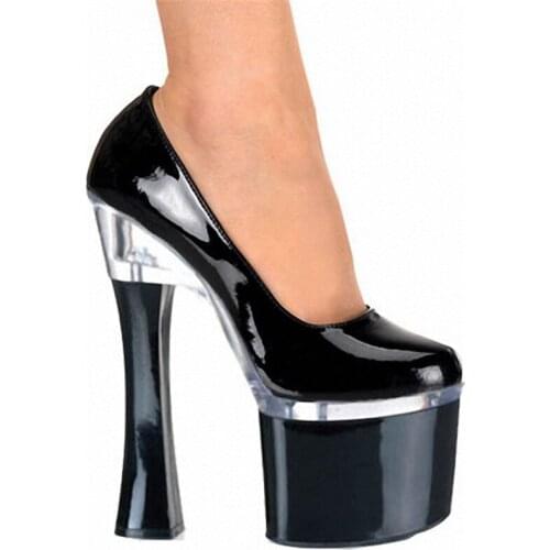 18cm Pure color super high heel womens shoes, bride photograph coarse heel shoes, evening paint super Dance Shoes