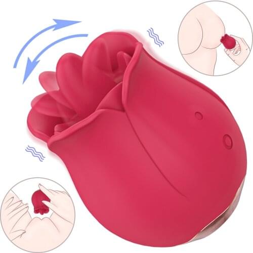 Rose Flower Clitoral lick Vibrator 9 Frequency Suction Tongue Licking G Spot Stimulation Pussy Massager Sex Toy For Women