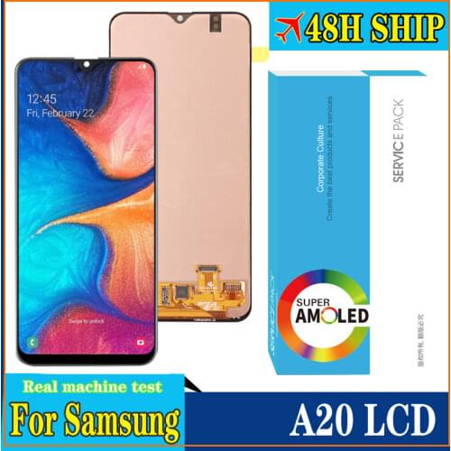 100% Original 6.4'' AMOLED Display for Samsung Galaxy A20 A205 SM-A205F Full LCD Touch Screen Digitizer Assembly Repair Parts