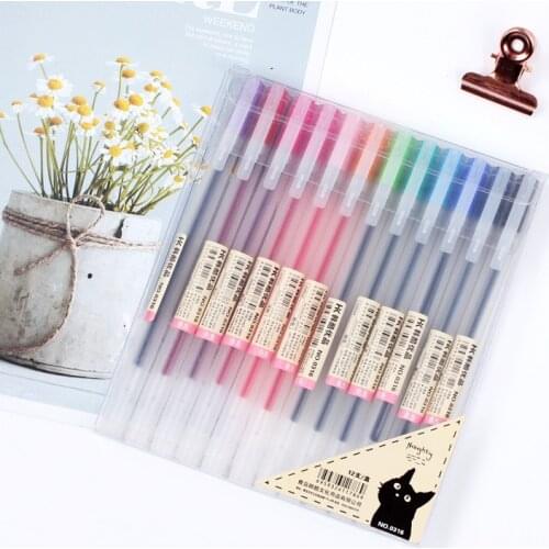 12pcs/set Fluorescent Highlighter Pen 0.5mm gelpen Markers Pastel Drawing Pen for Student School Office Supplies Cute Stationery