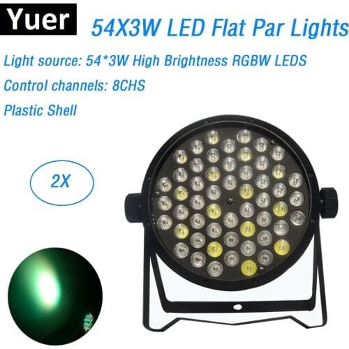 2XLot Fast Shipping LED Par 54X3W RGBW 4 Colors LED Flat Par Lights DMX Dj Wash Disco Lights Stage Uplighting KTV Club DJ DMX512