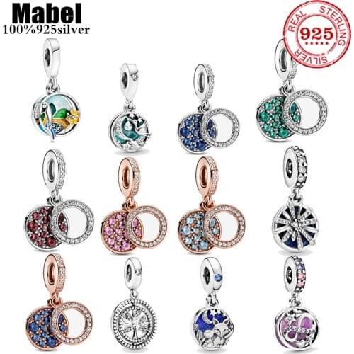 2021 Fit Original Pandora Charms Bracelets DIY Women Jewelry New Sky Blue Series Star Moon Butterfly Flower Snowflake Love Beads