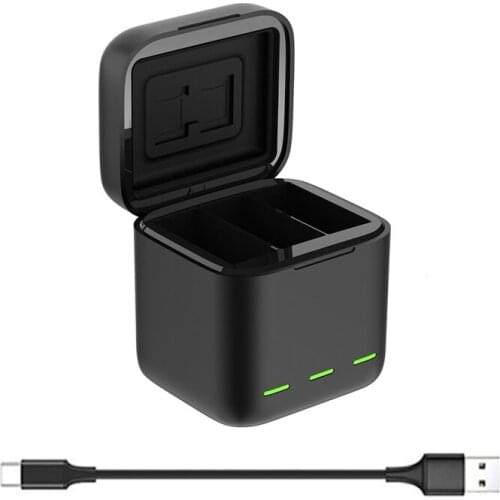 3 Channel Battery Charger for Go Pro HERO 9 with Type C/USB Charging Cable Battery Charger for Go pro Hero 9 Accessories