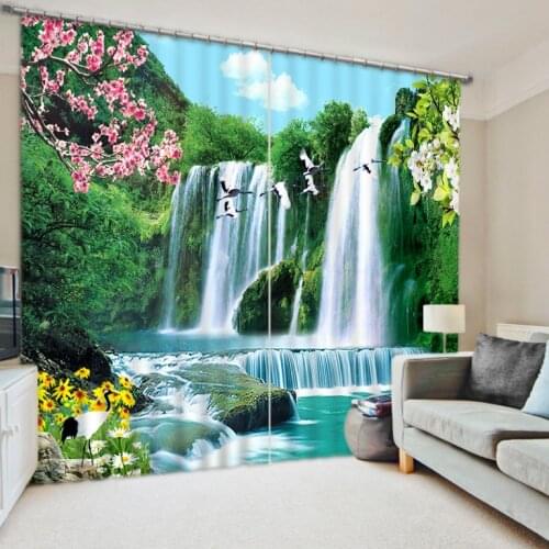 3d curtain custom Waterfall water landscape window curtain bedroom living room blackout courtain