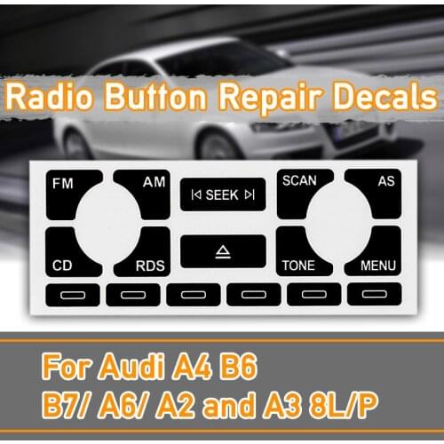 AS / TP Car Multimedia Radio Stereo Worn Peeling Button Repair Decals Stickers For Audi A4 B6 B7/ A6/ A2 A3 8L/P Fix Button