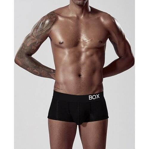 ORLVS Boxers Breathable Solid Color Belt Mens Underwear Independent Codpiece Anti-hemming Pants Stretch Protection Simple Short