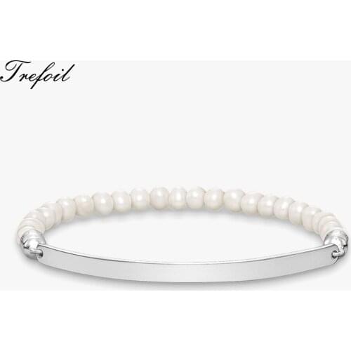 Bracelet Beaded with Freshwater Pearl Beads, 2018 New 925 Sterling Silver Fashion Jewelry Trendy Gift for Women Girls