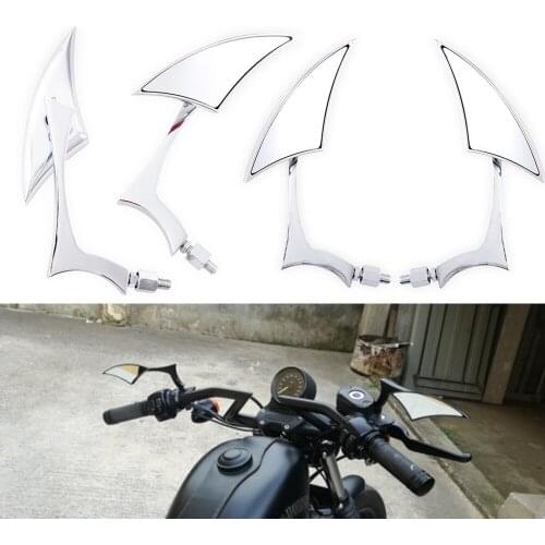Black Chrome Spear Blade Side Mirrors Aluminum Custom Triangle Motorcycle Mirros 8MM 10MM For Harley Cruiser Chopper