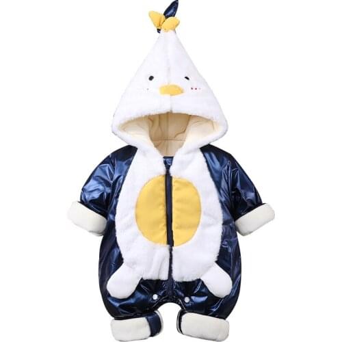 Childrens cartoon jumpsuit boys and girls winter heavy coat onesie suits