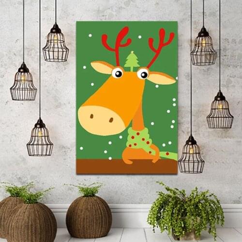 DIY colorings pictures by numbers with Cartoon elk exercise picture drawing Relief painting by numbers framed Home