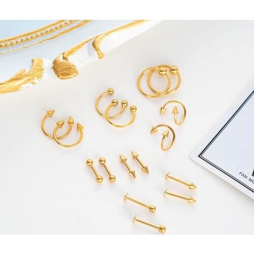 16Pcs Stainless Steel Women Long Industrial Barbell Tongue Nipple Ring Bar Tragus Helix Ear Piercing Body Jewelry Mixed Suit