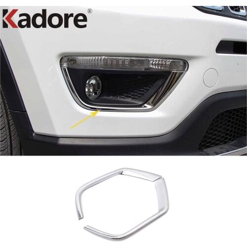 For Jeep Compass 2017 2018 2019 2020 ABS Chrome Exterior Front Fog Light Lamp Cover Trim Frames Car Exterior Accessories
