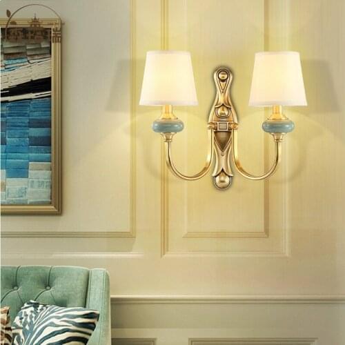 All copper ceramic sitting room background wall lamp corridor of bedroom the head of a bed artical wall lamp F09