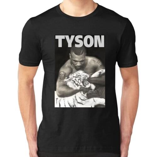 Iron Mike Tyson and His Tiger Pet T-Shirt Boxing Champion Anniversary Cotton O-Neck Short Sleeve Mens T Shirt New Size S-3XL