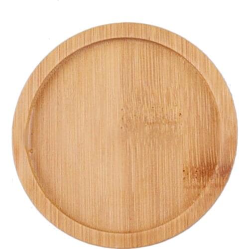 Flower Container Plant Saucer Tabletop Tea Set Creative Coasters Grooved Base Original Wood Color Round Bamboo Tray