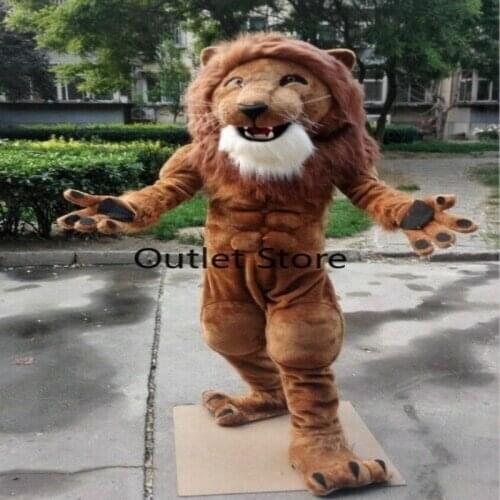 Animal Robust Brown Lion Mascot Costume Suit Cosplay Party Dress Easter Fursuit Cartoon Outfit Carnival Halloween Xmas Ad Clothe