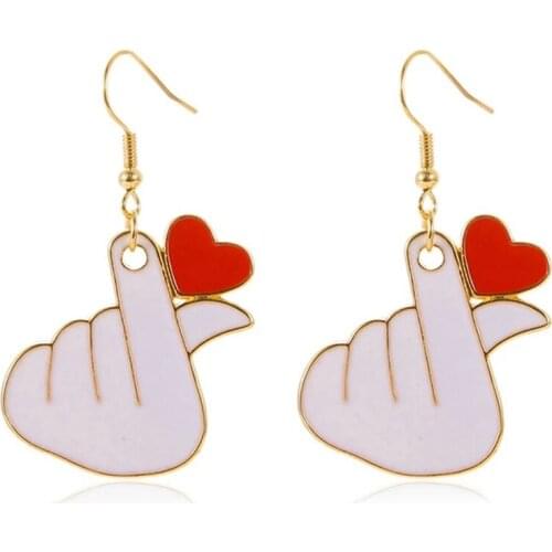 Creative Metal Dripping Red Heart-Shaped Drop Earrings Cute Cartoon Earrings for Women Romantic Gift Jewelry