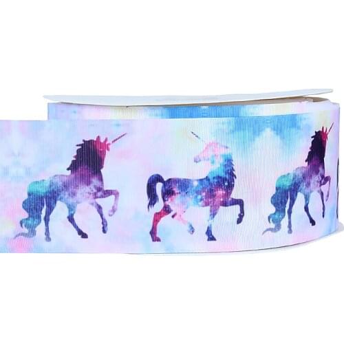 FLRA Ribbon (50yards/lot) 3 inch Hot sale rainbow unicorn printing ribbons for bows
