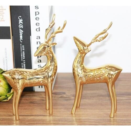 Copper Sika Deer Living Room Decoration American Model Room Restaurant Porch Wine Cabinet Home Decoration Gift Crafts