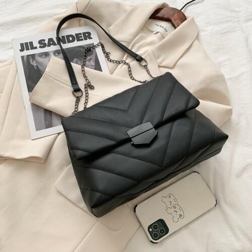 Fashion Women Lattice Pattern Handbag PU Leather Crossbody Chain Bag Casual Flap Purse Large Capacity Envelope Totes