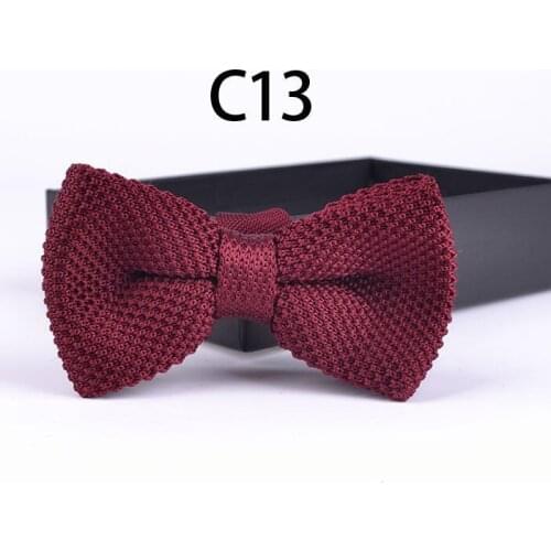 Solid Fashion Knitted Bowties Party Knitting Bow Ties Adjustable Knit Bow Tie Burgundy Wine