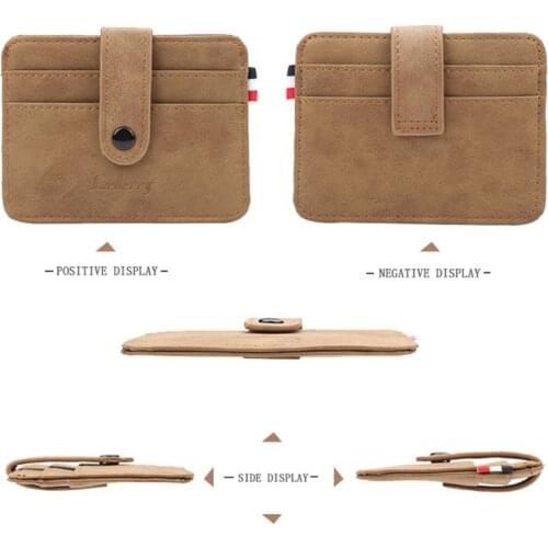 1Pc Retro Button Purse Mens Leather Thin Slim Business Wallet ID Credit Card Holder Hot