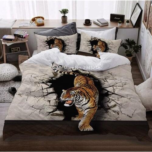 New 3D-printed Animal Bedding Set Tiger and Horse Comfortable Duvet Covered Pillowcase Home Spin Adult Children Bedroom Decor