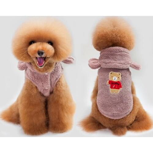 Pet Dog Autumn Soft Warm Clothes Puppy Fleece Bear Print Sweater Pet Coat Jacket Clothes Puppy Cute Hoodies 5 Size 5 Colors