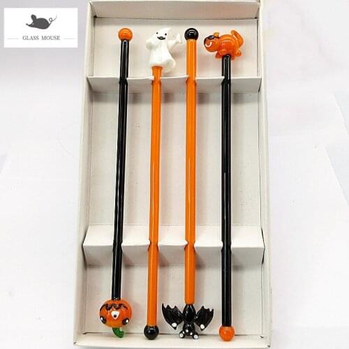 Handmade Cartoon animal Figurine design Halloween party glass cocktail stirring rod drink stirrers Swizzle Sticks Coffee Muddler
