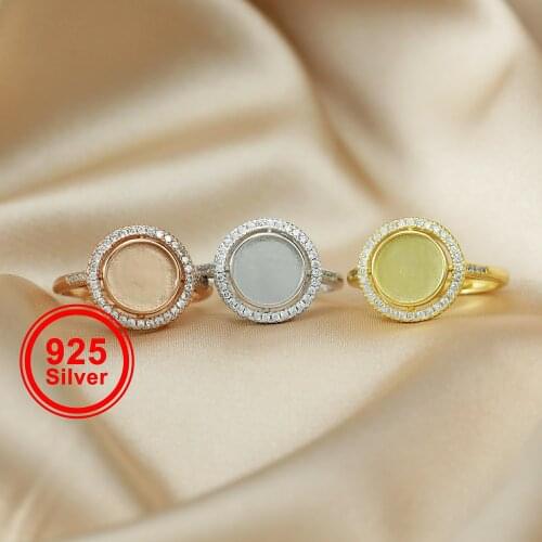 Keepsake Breast Milk Resin Ring Settings Round Solid Back 925 Sterling Silver Gold Plated 8MM Halo CZ Stone Ring Bezel 1210092