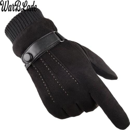 New Winter Men Warm Cashmere Three Mittens Double thick Plush Wrist Women Touch Screen Driving Gloves Handschoenen 2018