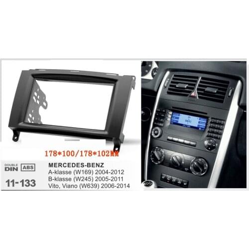 Double 2 Din Car Radio Fascia for Mercedes Benz W169 W245 Viano Vito W639 Sprinter W906 B200 A B Class Frame Panel Trim Kit