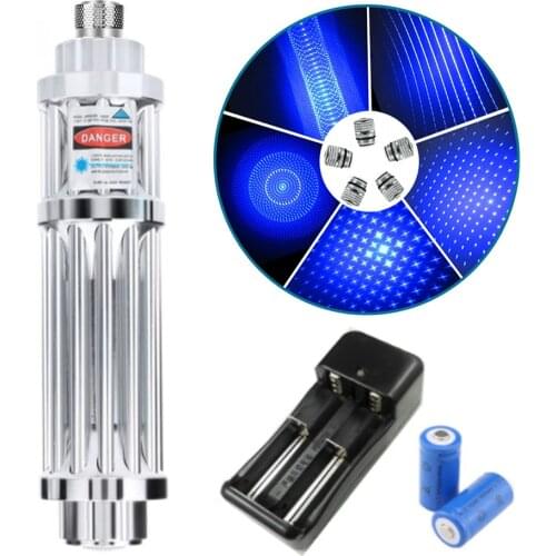 The most powerful blue laser equipment 450nm high-power laser pointer adjustable focus burning match/cigar/candle