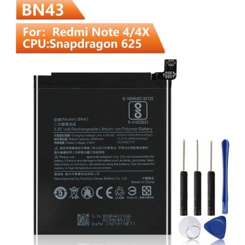 Xiao Mi Replacement Phone Battery BN43 For Xiaomi Redmi note4X Redrice Note4X Standard Version Battery 4100mAh