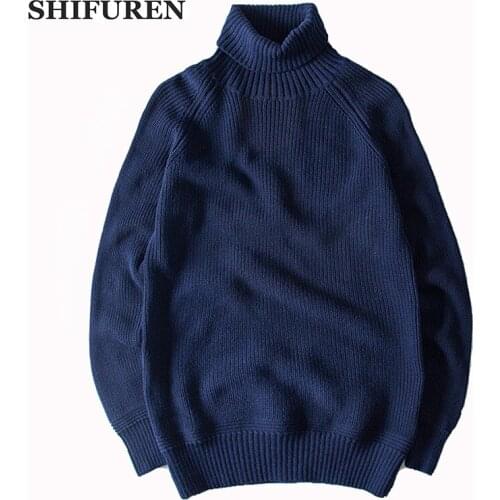 SHIFUREN Winter Warm Mens Turtleneck Sweaters Long Sleeve Pullover Loose Causal Female Warm Knitted Sweaters Jumpers Knitwear