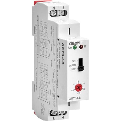 Din rail Staircase Timer Switch 230VAC 16A 0.5-20mins Delay off Relay Lighting Timer Switch GEYA GRT8-LS