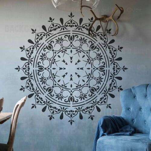 70cm - 110cm Stencil Furniture For Walls Large Paint Big Template Reusable Flooring Tile Mandala Indian Arabic Ethnic Round S063