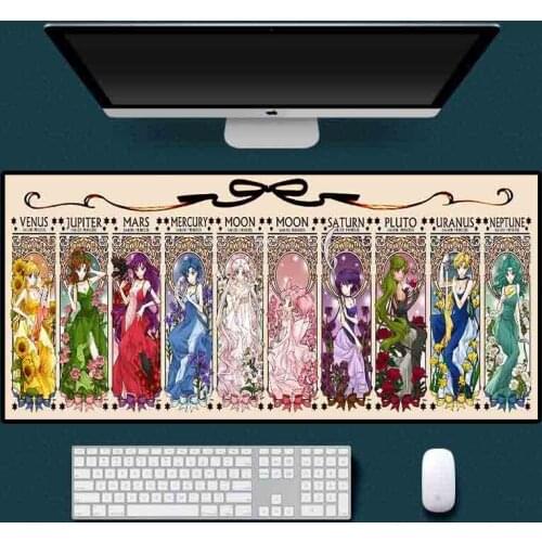 XGZ Big Mouse Pad Beautiful Girl Comic Pattern Game Mouse Pad Non-slip Black Seaming Office Computer Carpet Table Mat